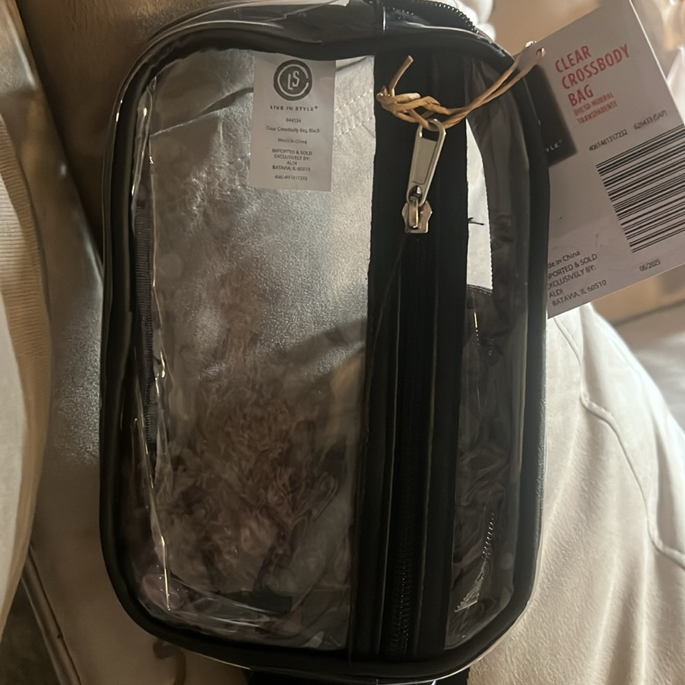 CLEAR CROSSBODY BAG WITH STRAPS DETACHABLE ZIP POUCH MAIN COMPARTMENT W/ZIPPER